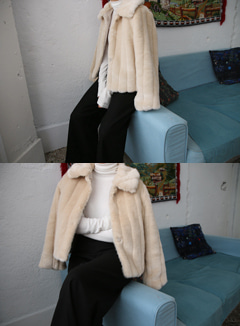 fur jacket (ivory/brown)